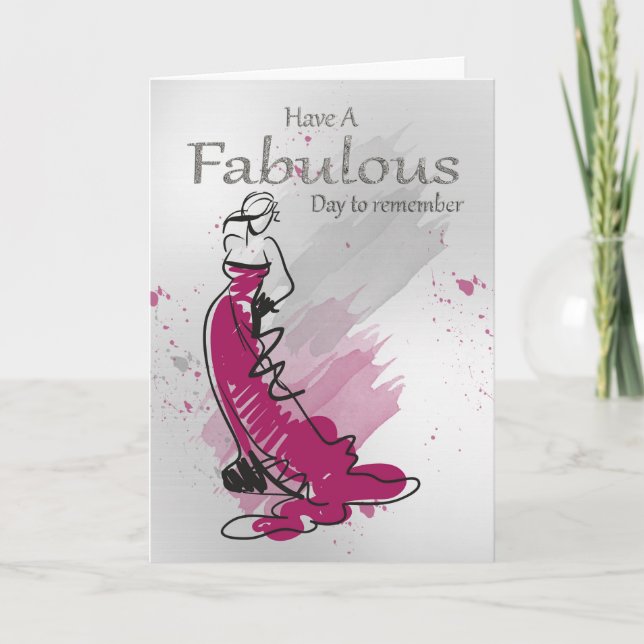 Carte Salutation D'Anniversaire Contemporaine Avec Femme (Devant)