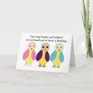 Carte Salutation d'anniversaire de la chouette