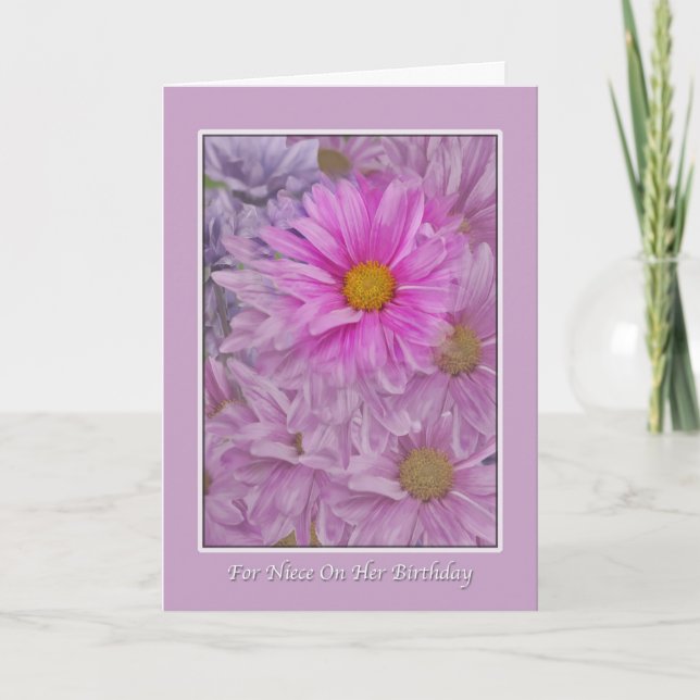 Carte Salutation d'anniversaire de la nièce, Gerbera Dai (Devant)