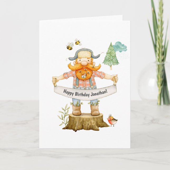 Carte Salutation d'anniversaire de Lumberjack (Devant)