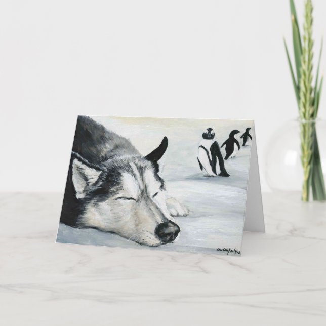 Carte Salutation d'art de chien "de rêve de Penquin de (Devant)
