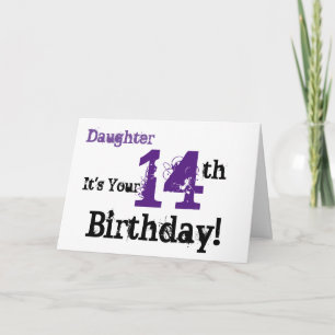 Carte Salutation de 14e anniversaire de la fille en noir