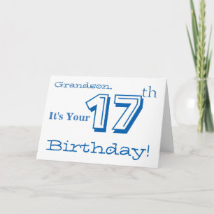 Carte Salutation de 17e anniversaire de Grand-fils en bl
