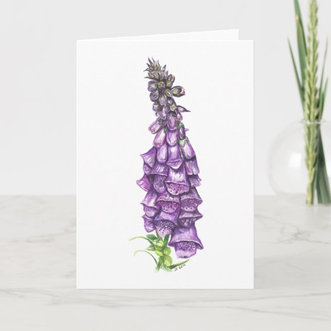 Carte Salutation de blanc de fleur de digitale (Devant)