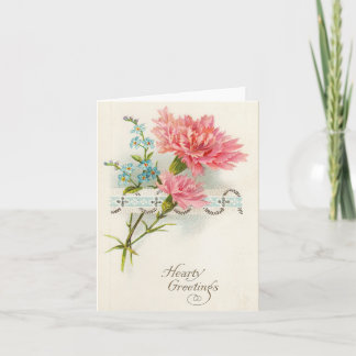 Carte Salutation de carnation rose