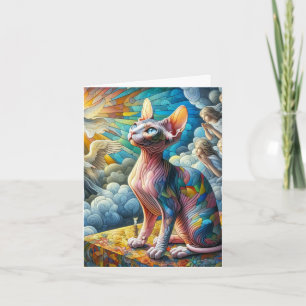 Carte Salutation de chat en mosaïque Abstraite Sphynx