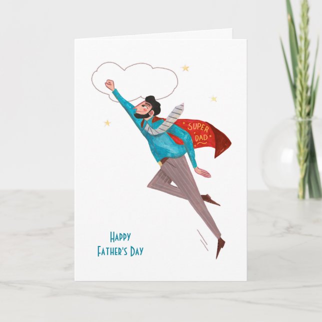 Carte Salutation de fête des pères Superhero (Devant)