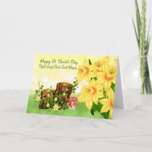 Carte Salutation De La Fête De St. David Avec Les Plante