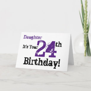 Carte Salutation de la fille de 24e anniversaire en noir