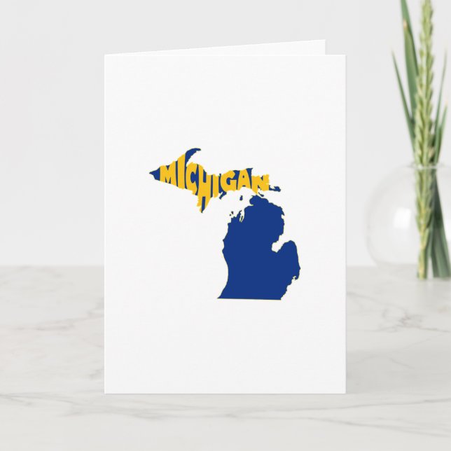 Carte Salutation de mot du Michigan grande de jaune (Devant)