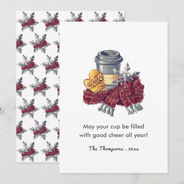 Carte Salutation de Noël de l'amoureux du café (Devant / Derrière)