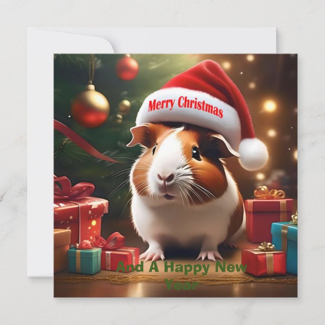 Carte Salutation de Noël de porc de Guinée (Devant)
