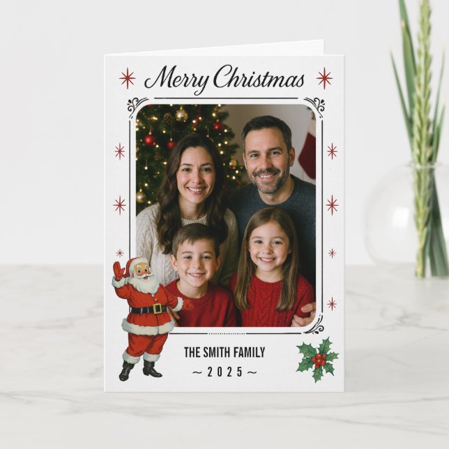 Carte Salutation de Noël Père Noël classique avec photo  (Devant)