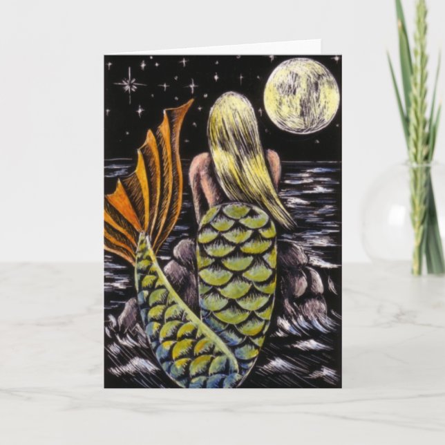 Carte Salutation de sirène au clair de lune (Devant)