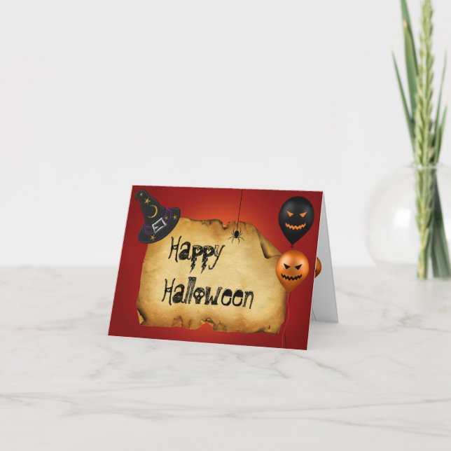 Carte Salutation de vieux parchemin d'Halloween (Devant)