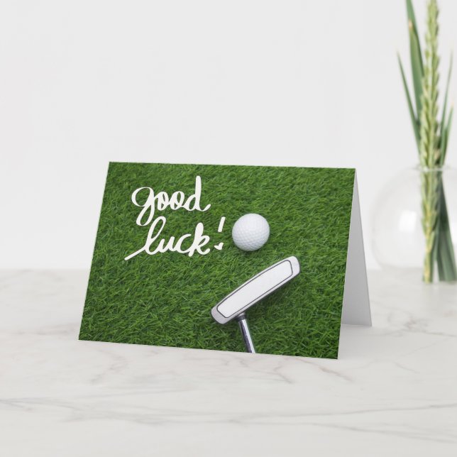 Carte Salutation golf balle de golf bonne chance (Devant)