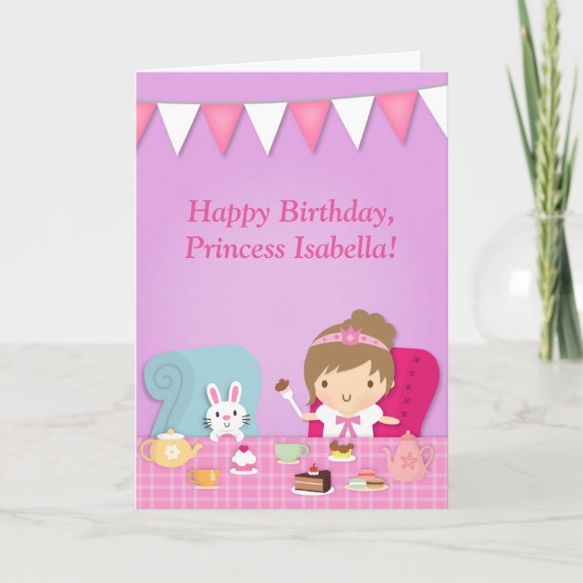 Carte Salutation mignonne d'anniversaire de thé de (Devant)
