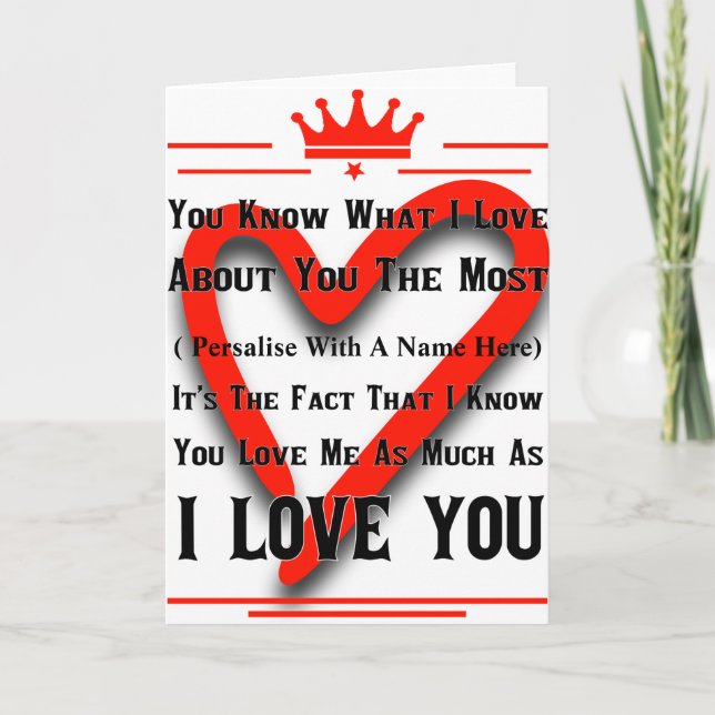 Carte Salutation Personnalisée d'Amour (Devant)