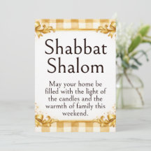 Salutation Shabbat Shalom, Gingham Brun Blanc Or