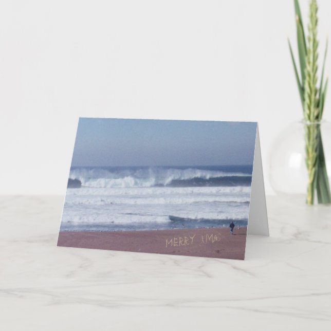 Carte - Salutation - Vagues s'écrasant sur la plag (Devant)