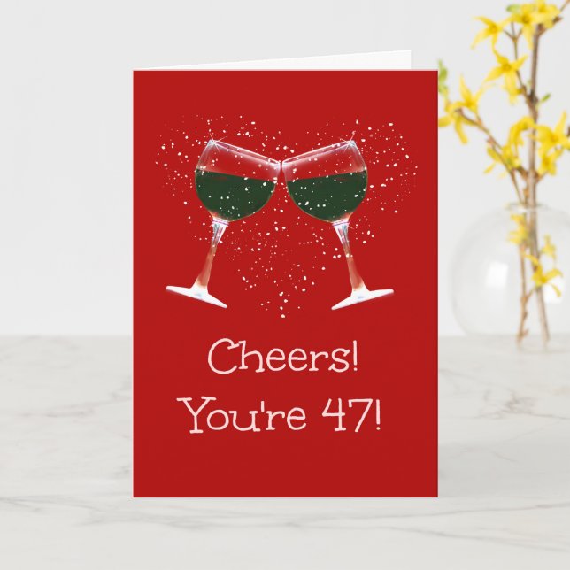 Carte Salutations 47e Anniversaire Vin (Fleur jaune)