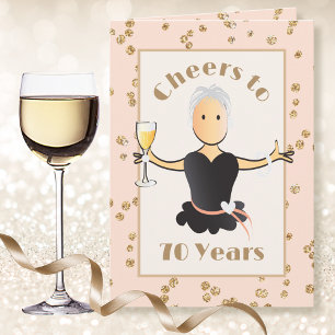 Carte Salutations à 70 Female Funny Sparkle 70e annivers