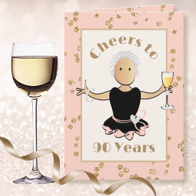 Carte Salutations à 90 Female Cartoon Parties scintillan (Créateur téléchargé)