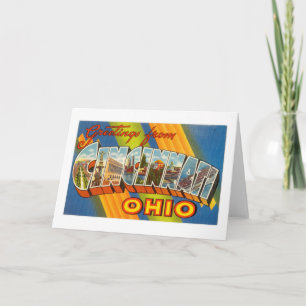 Carte Salutations colorées vintages de Cincinnati Ohio