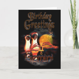 Carte Salutations d'anniversaire de zodiaque de Gémeaux
