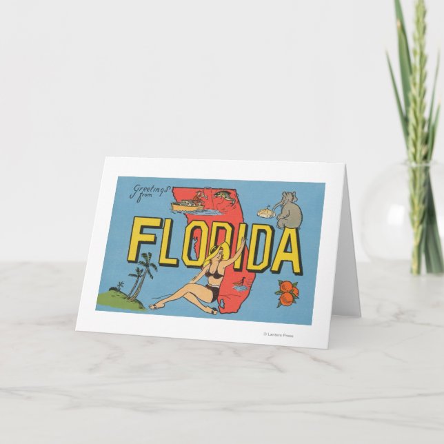 Carte Salutations de Floride (Bleu)Floride (Devant)
