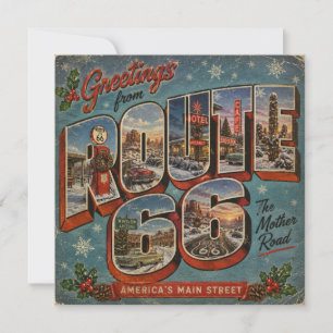 Carte Salutations de la route 66 Hiver Grande Lettre
