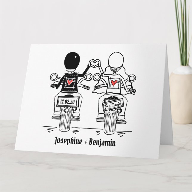 Carte Salutations de Mariage de motocyclette personnalis (Devant)