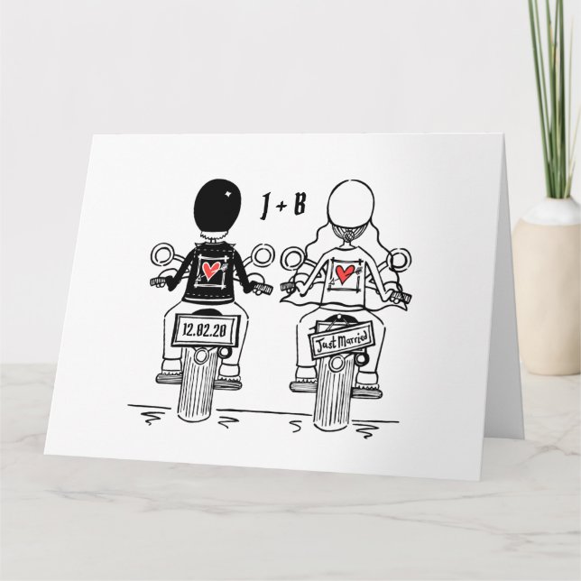 Carte Salutations de Mariage de motocyclette personnalis (Devant)
