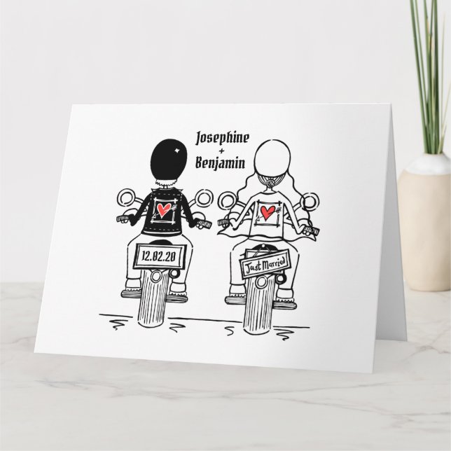 Carte Salutations de Mariage de motocyclette personnalis (Devant)