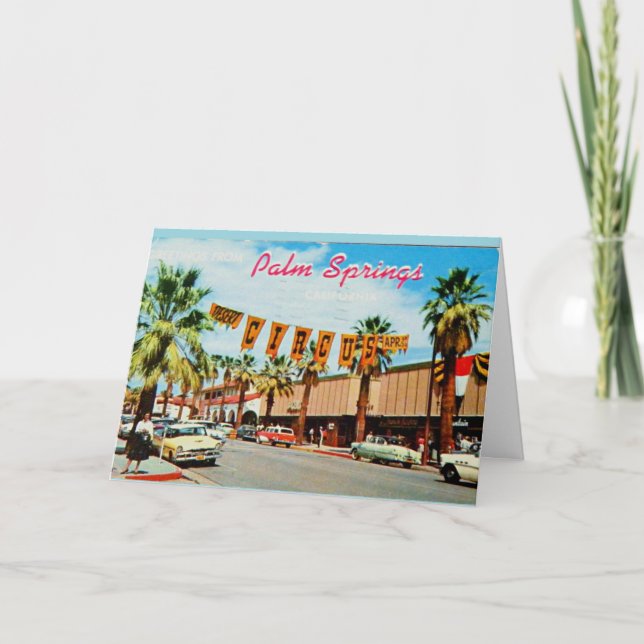 Carte Salutations de Palm Springs, années 1950, (Devant)