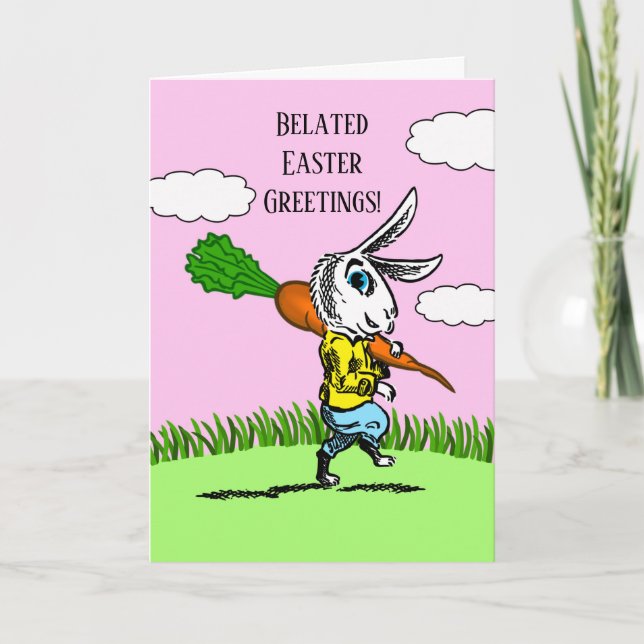 Carte Salutations de Pâques avec Bunny et Big Carrot (Devant)
