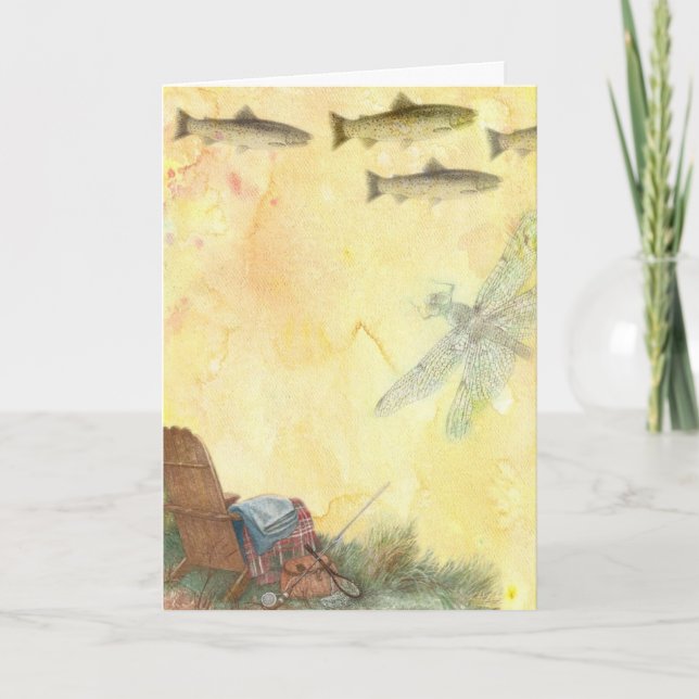 CARTE SALUTATIONS DE PÊCHE DE TRUITE DE FÊTE DES PÈRES (Devant)
