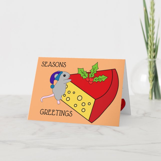 Carte Salutations de saison Souris Fromage Humour drôle (Devant)