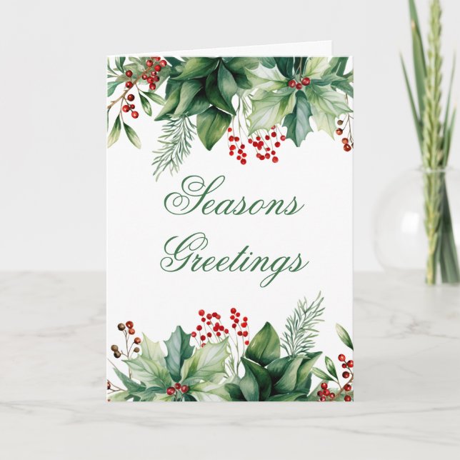 Carte Salutations de saison Verdure d'hiver  (Devant)