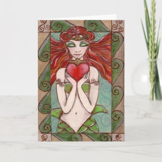 Carte salutations de sirène de claddagh (Devant)