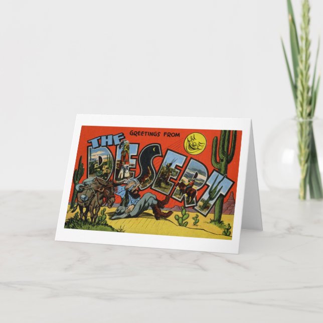 Carte Salutations Drôle Du Désert Vintage (Devant)