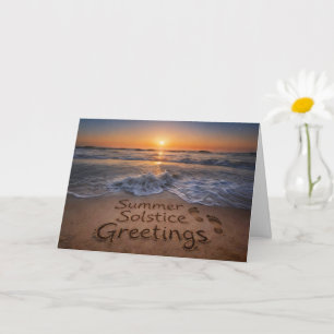 Carte Salutations du solstice d'été Plage Océan Empreint