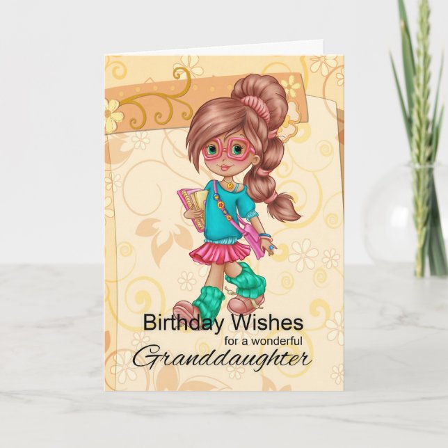 Carte Salutations mignonnes et à la mode de petite-fille (Devant)