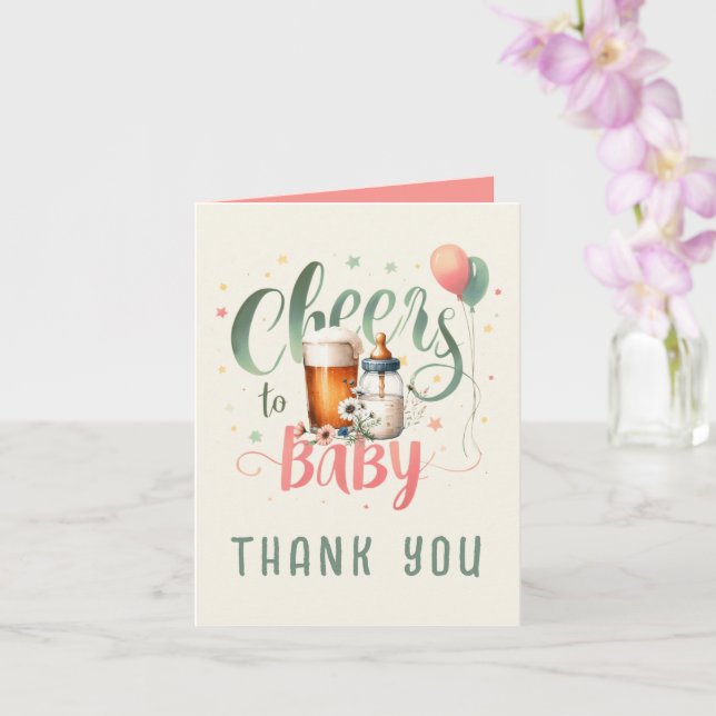 Carte Salutations pour bébé Sage Peach En vichy MERCI CA (Orchidée)
