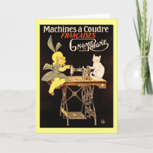 Carte Salutations vintages de la machine à coudre