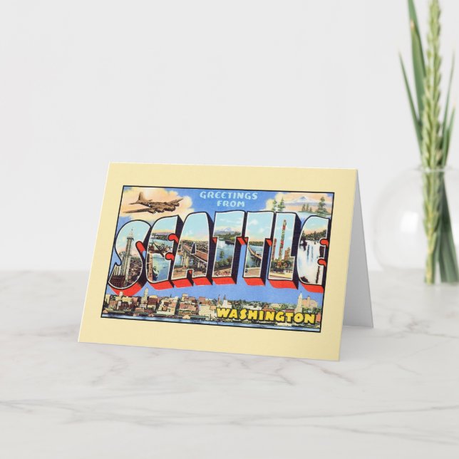 Carte Salutations vintages de Seattle Washington (Devant)