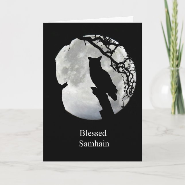 Carte Samhain avec Chouette et Sabbat de la Lune (Devant)