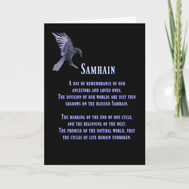 Carte Samhain avec Corbeau ou Corbeau Béni Samhain (Devant)