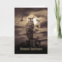 Samhain bénie avec hibou et poème