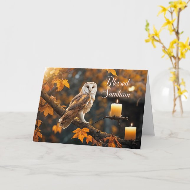 Carte Samhain Blessing avec une jolie image mystique de  (Fleur jaune)